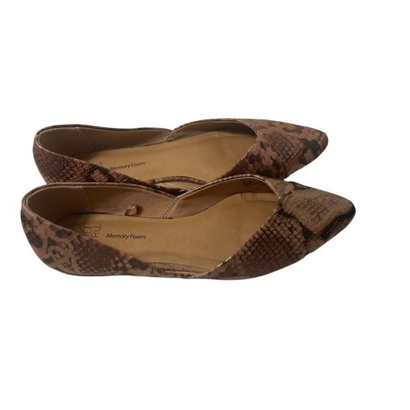 Time & Tru Womens Metallic Multi tone Snake Print Ballet Flats Memory Foam Shoes - Picture 4 of 9